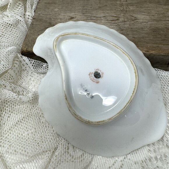 Antique Lefton China Rose Shell Dish With Pink & Purple Floral Design - Picture 3 of 8